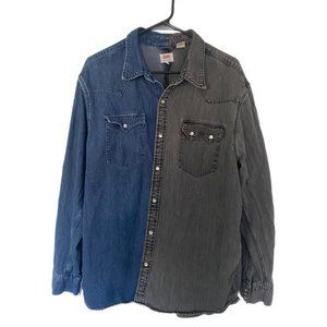 Levi's Mens Barstow Classic Western Denim Casual Dress Shirt - Split Denim Wash